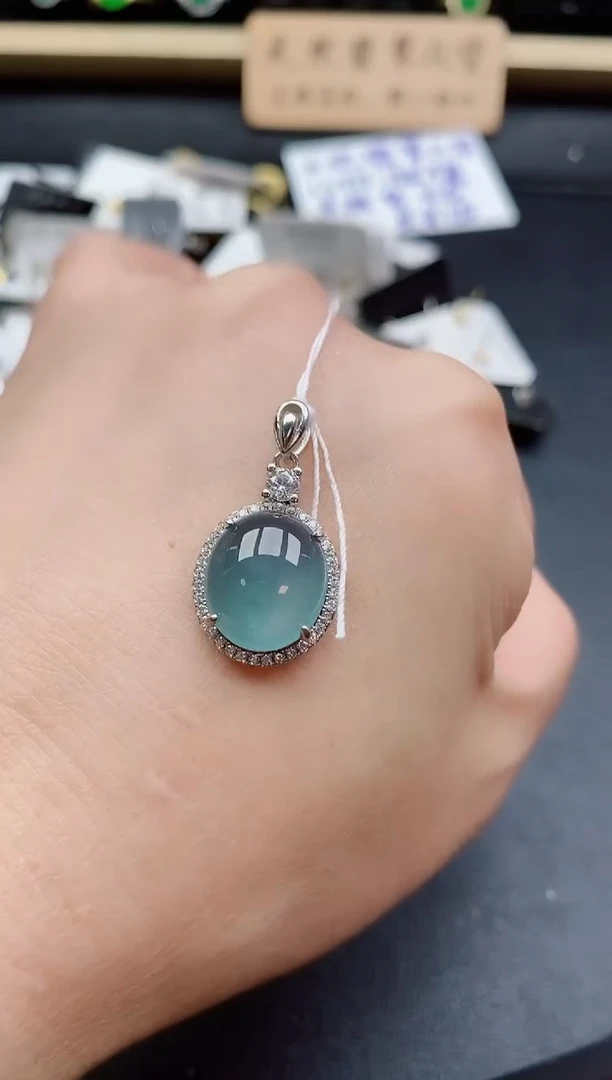 吊坠(赠链)银S925镶嵌翡翠1