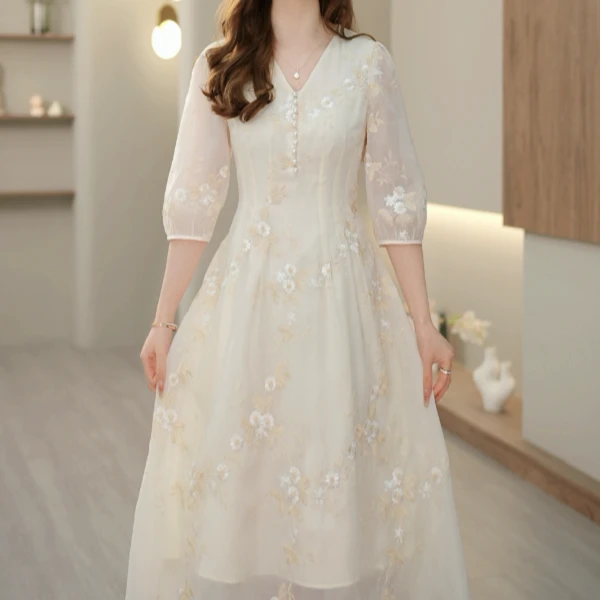 【阿紫专属】ADYS-3100新款轻奢定制法式长裙高级感名媛风连衣裙