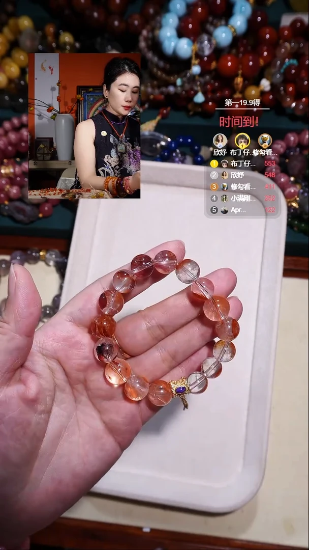 银S925镶嵌手链发晶靖**变锦鲤娇花