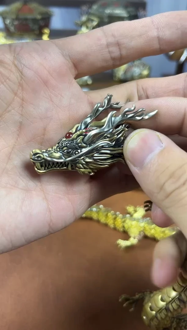 生肖龙可活动三铜合一黄铜复古款