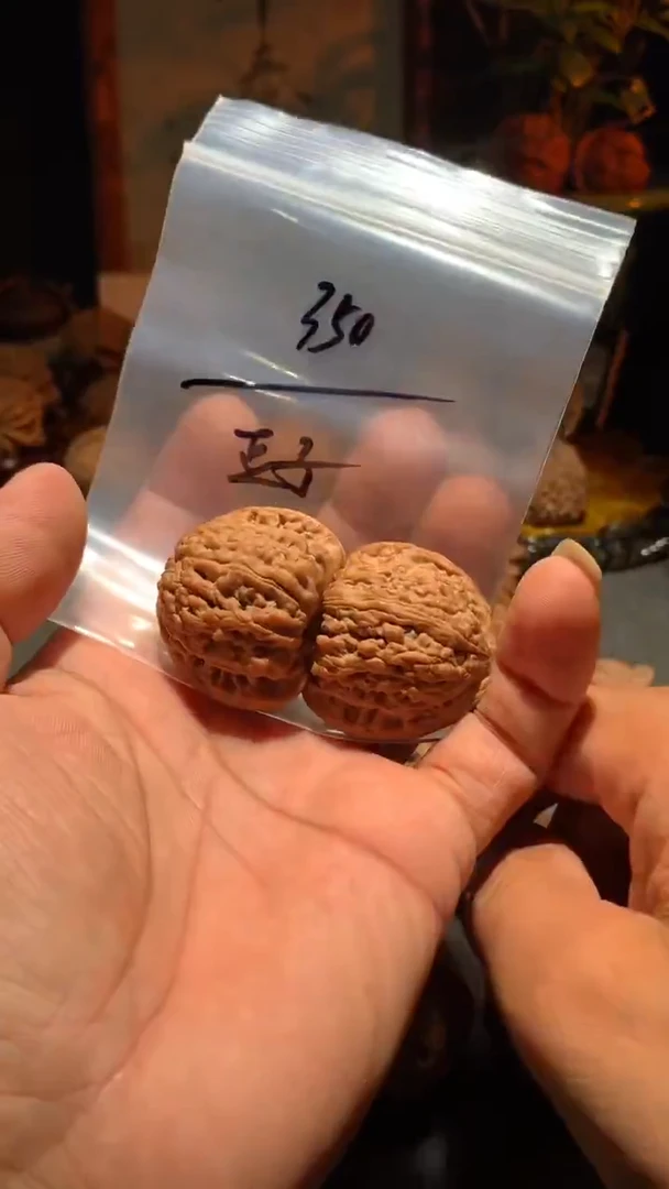把件桃核豆*丰泰文玩  老树三角密文  41尺寸左右