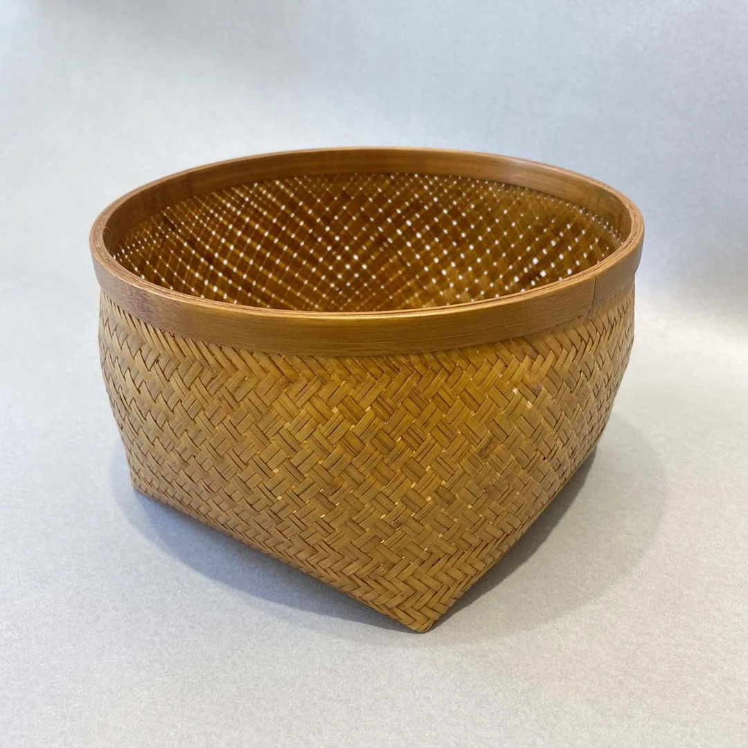 手工竹编零食篓杂物筐天圆地方收纳篓