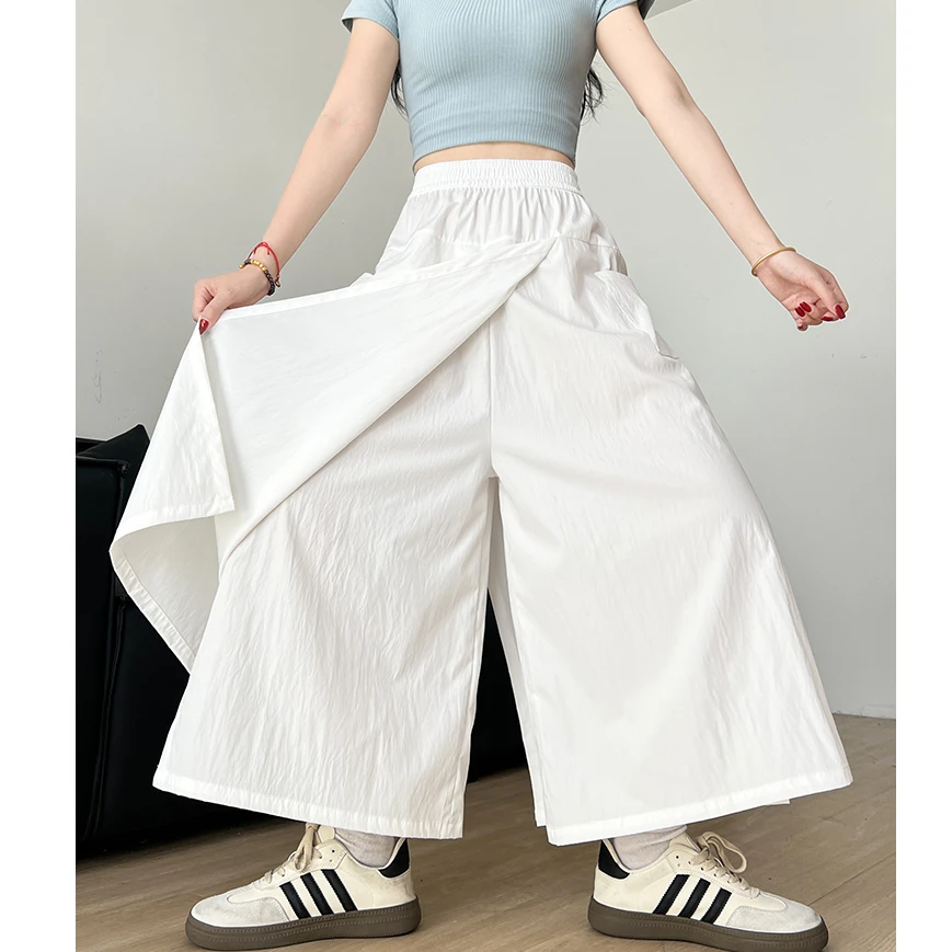 山本工装裙裤女2025新款夏季高腰a字包臀半身长裙休闲冰丝阔腿裤
