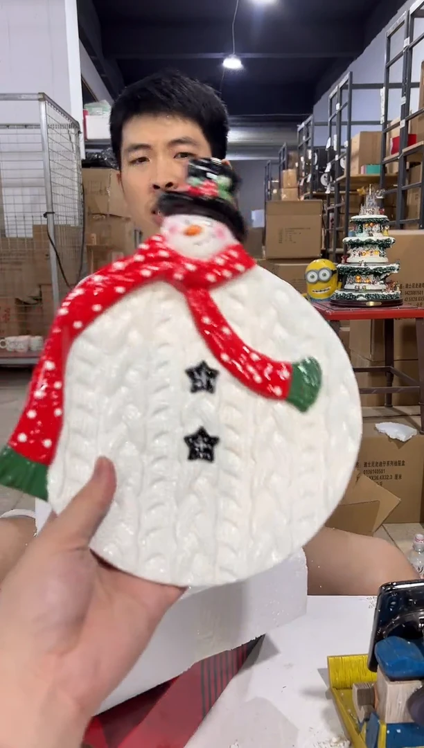 瓷片特雷西原盒雪人盘子A