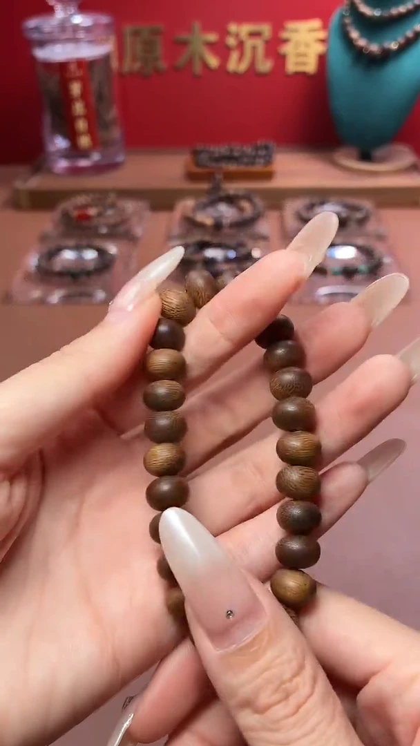 沉香手串沉水越南芽庄雷击黄棋7*10mm算盘珠沉水料