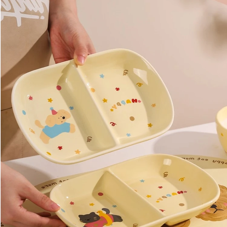 川岛屋儿童分格餐盘大人减脂减肥一人食餐具早餐盘子高颜值分食盘