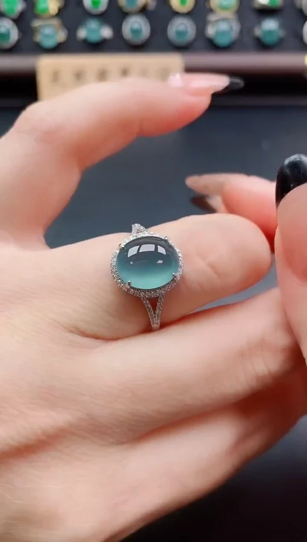 银S925镶嵌戒指翡翠1