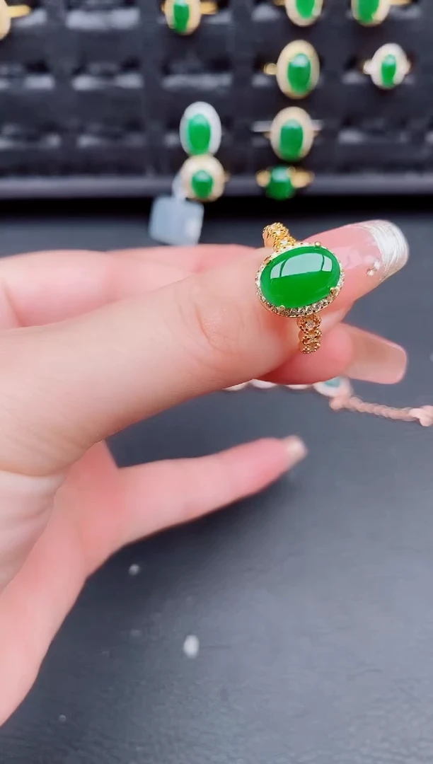 翡翠戒指银S925镶嵌天然a货翡翠252