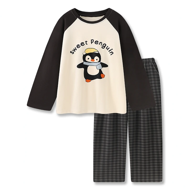 睡衣男士春秋薄款可爱纯棉长袖长裤套头可外穿男生家居服套装