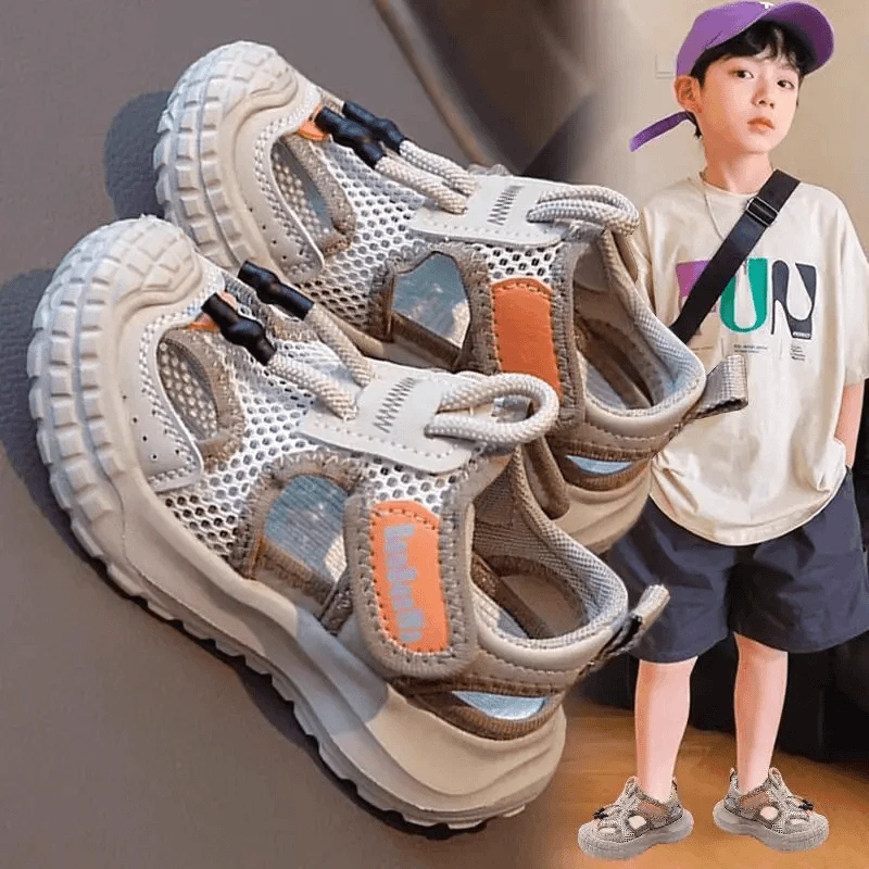 ABC儿童运动凉鞋2025款男童网面透气沙滩鞋中大童镂空轻便跑步鞋