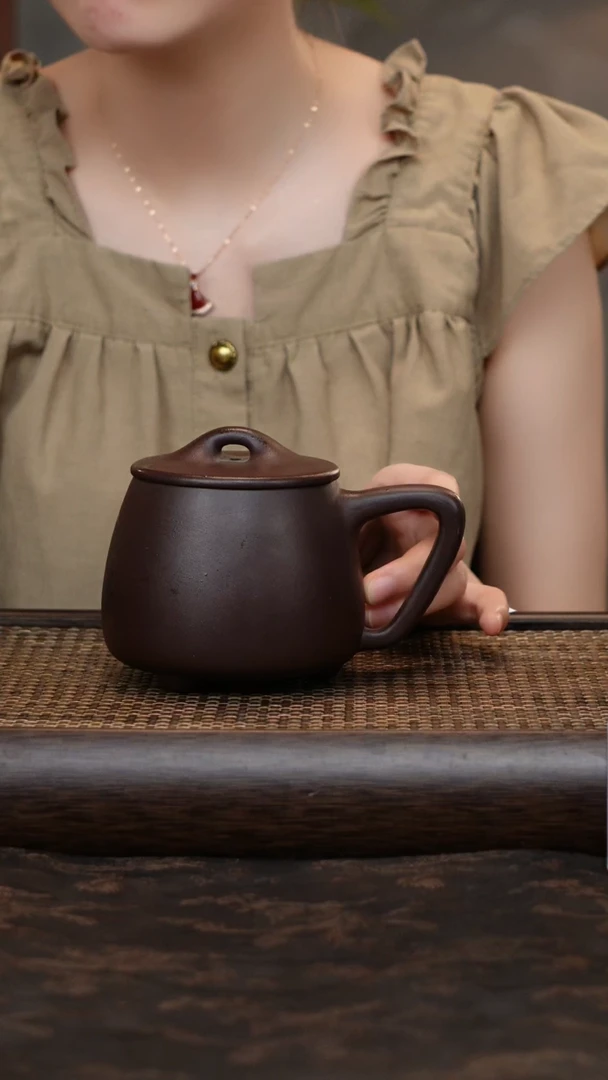 茶杯紫砂紫泥石瓢暇