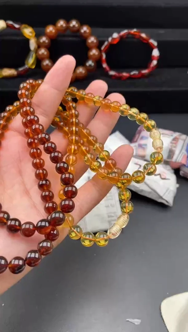 手链琥珀未镶嵌彩虹妈妈链【多样性发货其中一】