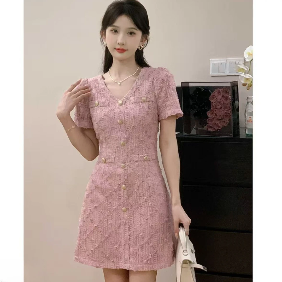 苗姐推荐大码短袖连衣裙女夏季2025年夏装新款女士时尚显瘦短裙