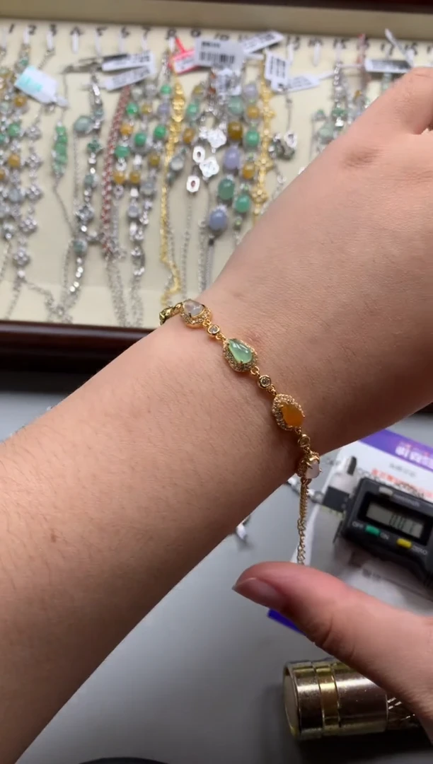 银S925镶嵌戒指翡翠手链5