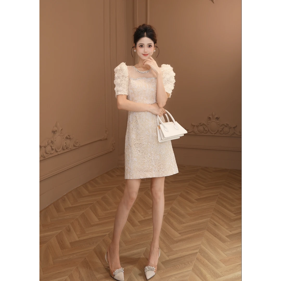 【柒老板定制】气质名媛显瘦连衣裙气质设计感修身收腰小个子50385