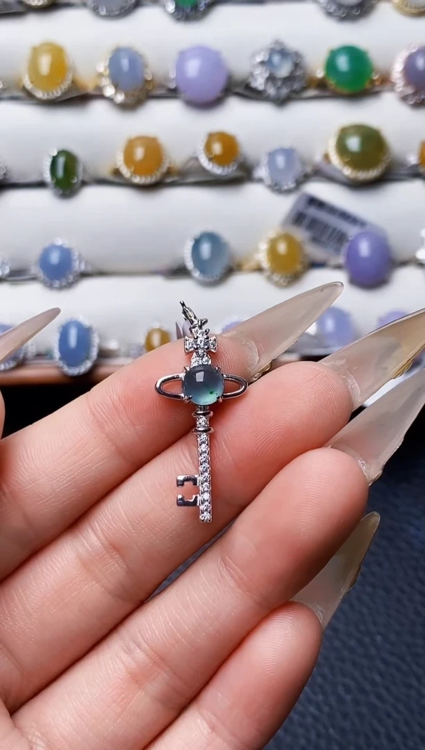 银S925镶嵌戒指翡翠5596