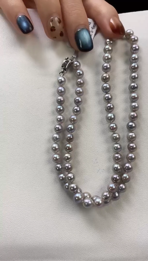 项链未镶嵌海水珍珠5.5-6真多麻项链