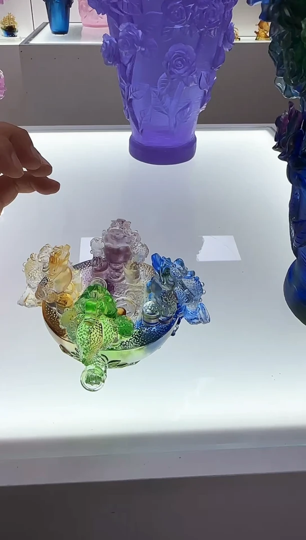 手工艺品琉璃四方纳财聚宝盆