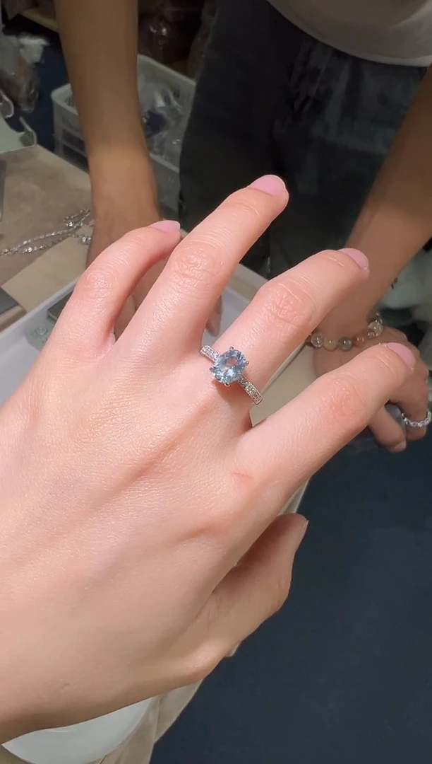 【闪购商品】海蓝宝石戒圈银S925镶嵌0117s014多样性发一