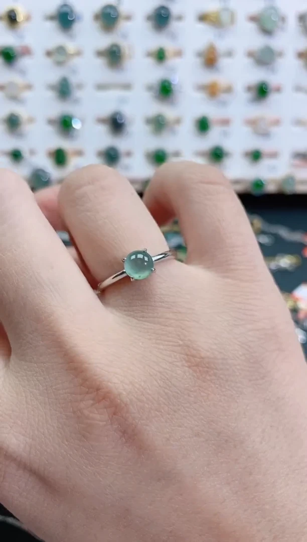 银S925镶嵌戒指翡翠天然翡翠