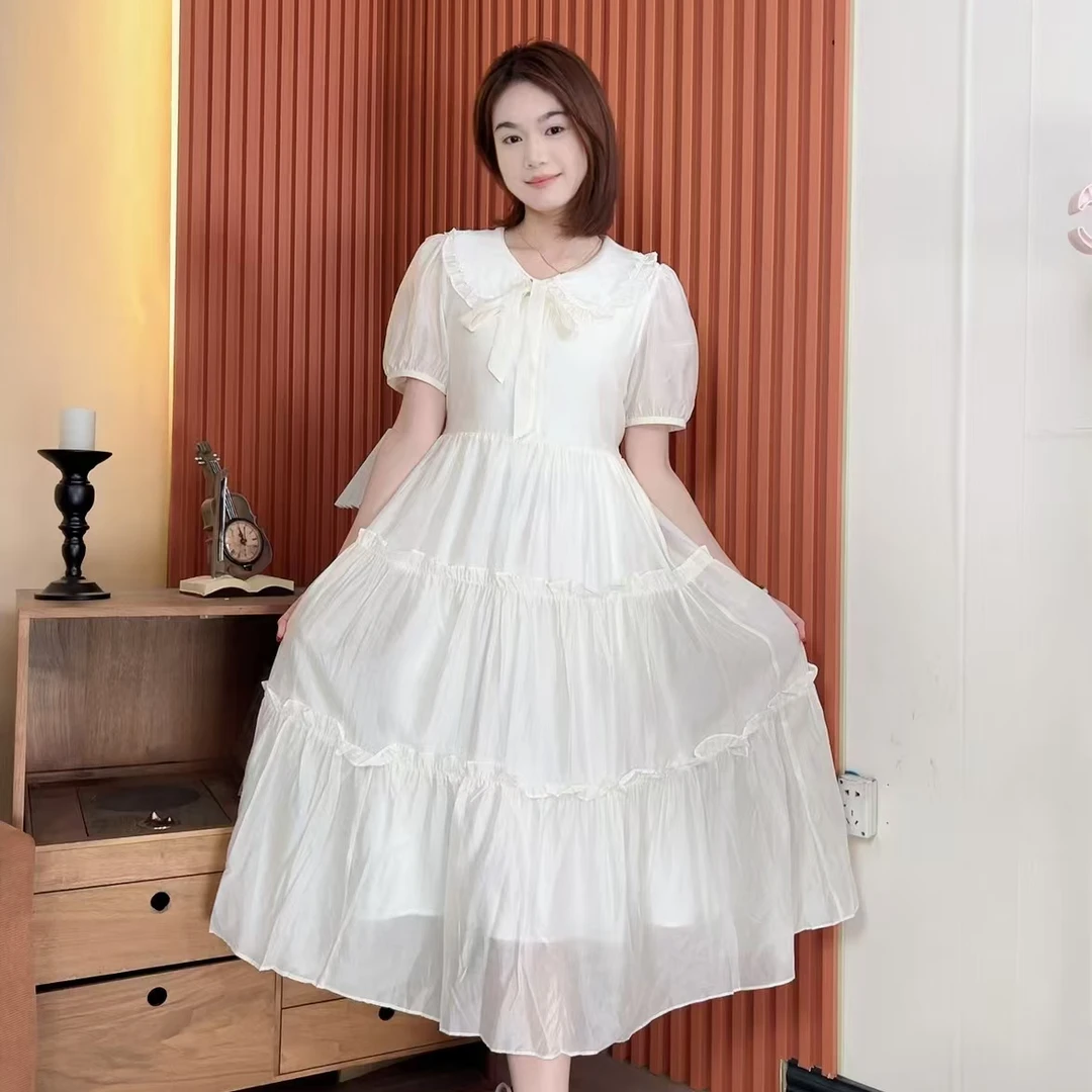 少女连衣裙仙气超仙森系初中学生夏装大童高中女生夏季白色公主裙