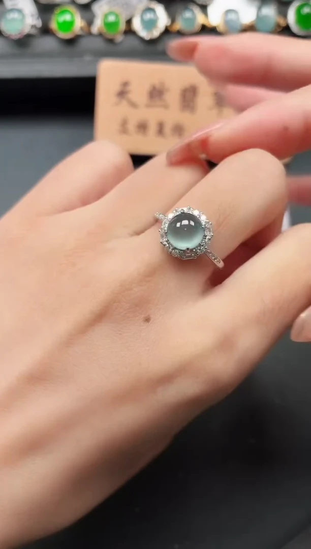 银S925镶嵌戒指翡翠111