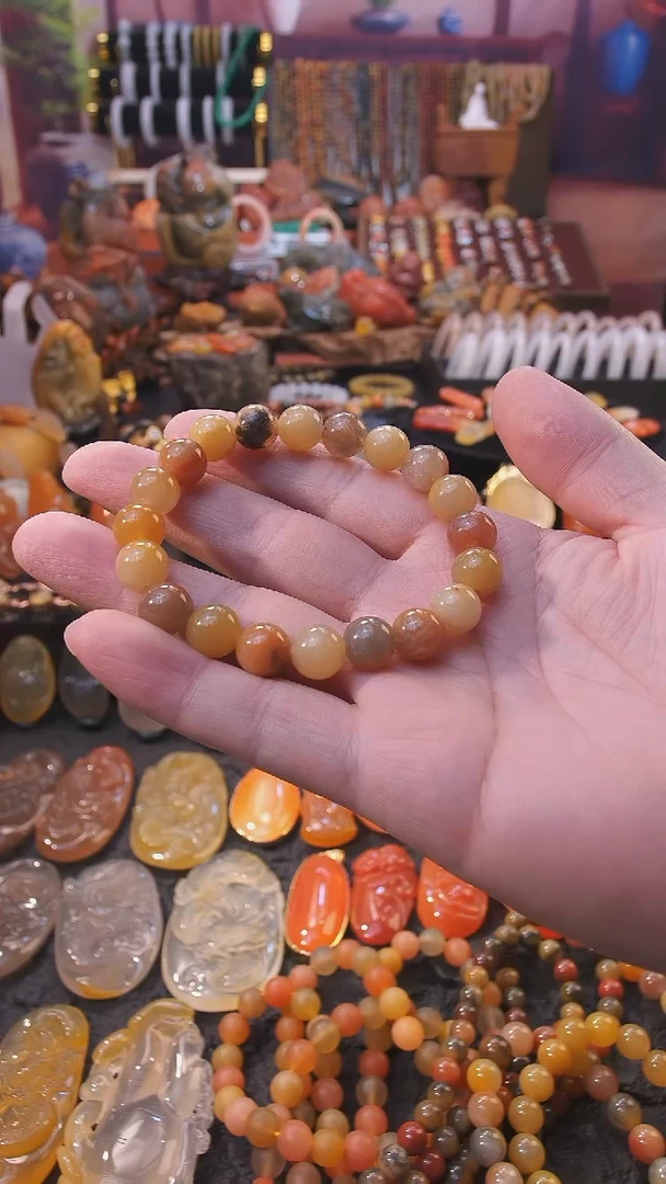 石英岩玉珠合金手串卡1.0亮光