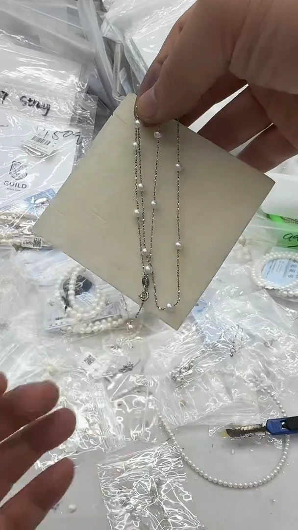项链银S925镶嵌淡水珍珠4mm 满天星-孤品