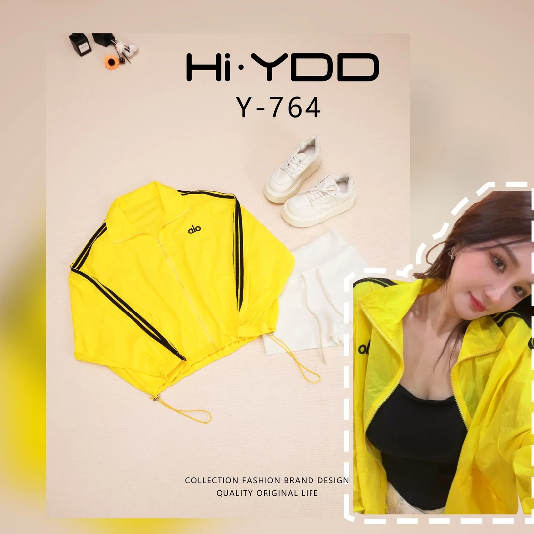 YDD•「Y-764」夏季微透凉感翻领时尚条纹拼接长袖防晒衣MM-1021