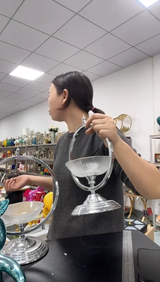 树脂圆圈提篮玻璃果盘小号