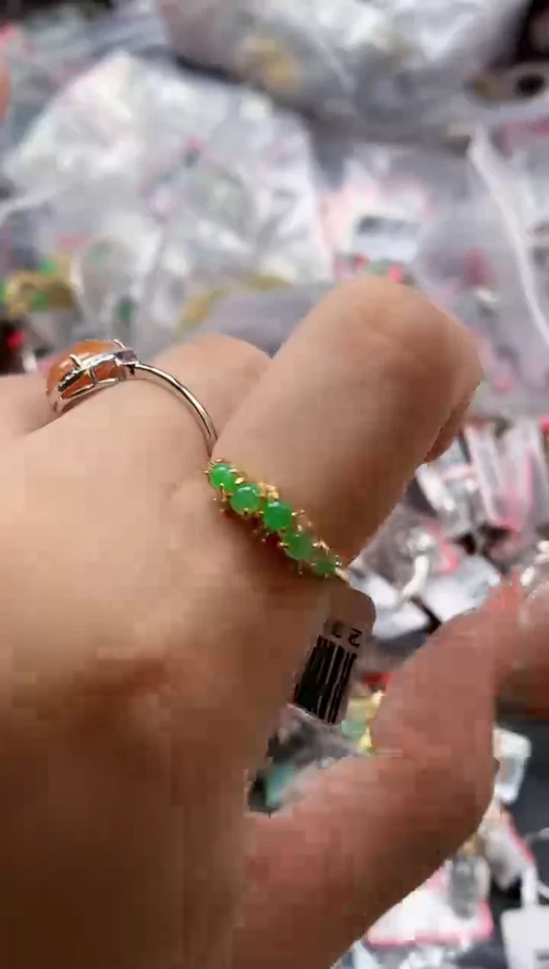 银S925镶嵌戒指翡翠天然A货缅甸翡翠