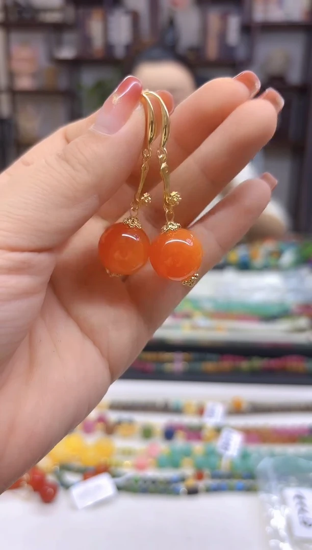 【闪购商品】蜜蜡耳饰14K金镶嵌耳坠E722