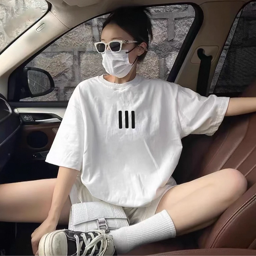 ESSENTIALS 三条杠胸口标短袖 美式宽松高街情侣短袖T恤