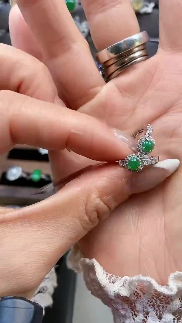 银S925镶嵌戒指翡翠4638