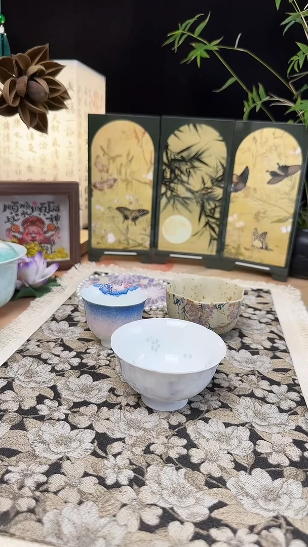?*媚玲珑杯+牡丹花口杯+紫藤梅花杯