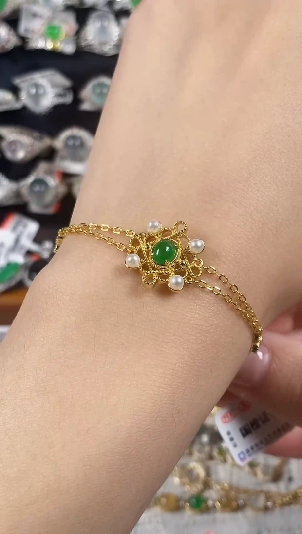 银S925镶嵌戒指翡翠 天然A货翡翠138