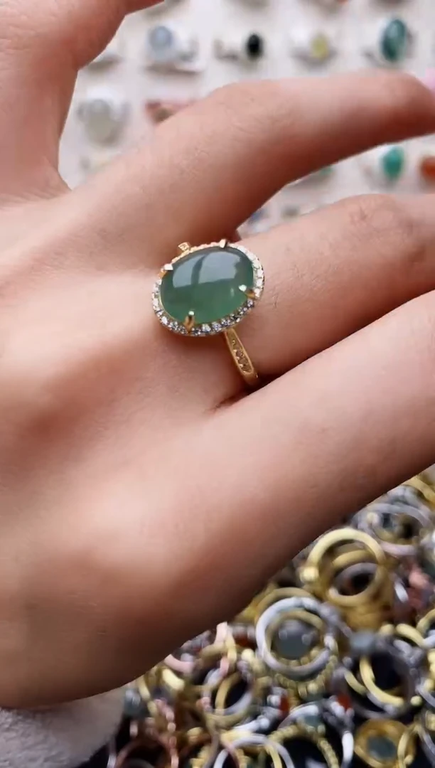 【闪购商品】翡翠戒指银S925镶嵌缅甸翡翠