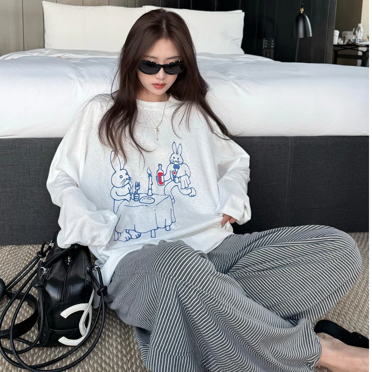 【MAEP】新款早秋款防晒罩衫长袖t恤上衣女白色斜肩罩衫外搭韩版潮