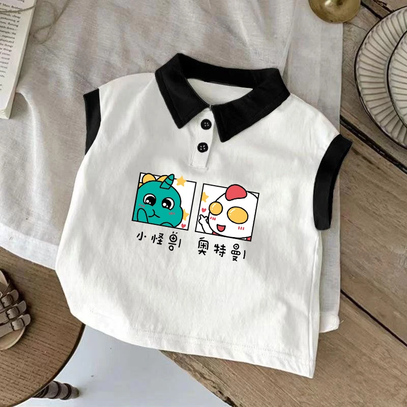 儿童夏季新款背心套装酷帅气纯棉宝宝儿童装无袖POLO衫洋气上衣潮