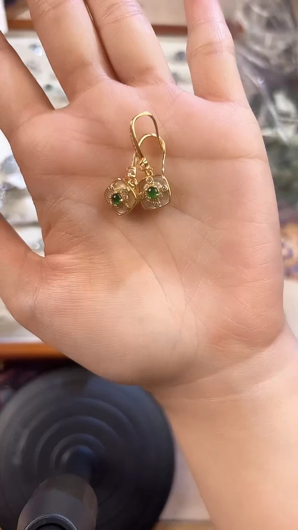 【闪购商品】翡翠耳饰银S925镶嵌121801