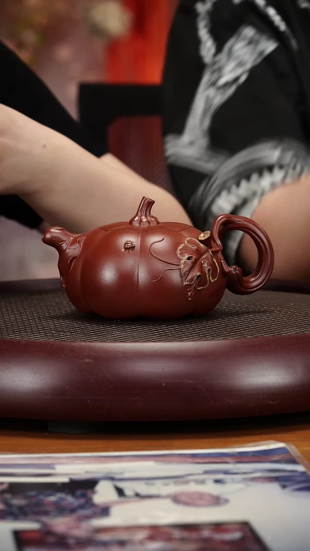 茶壶紫砂28ZXJ南瓜 大红泥360cc