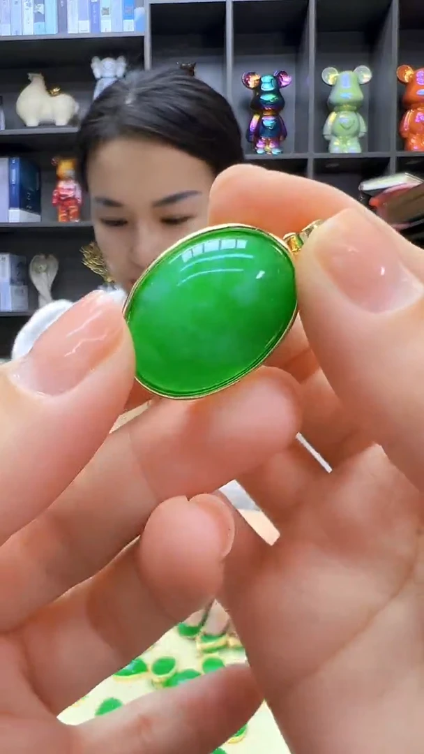 翡翠14K金镶嵌颈饰沉白diy劲饰