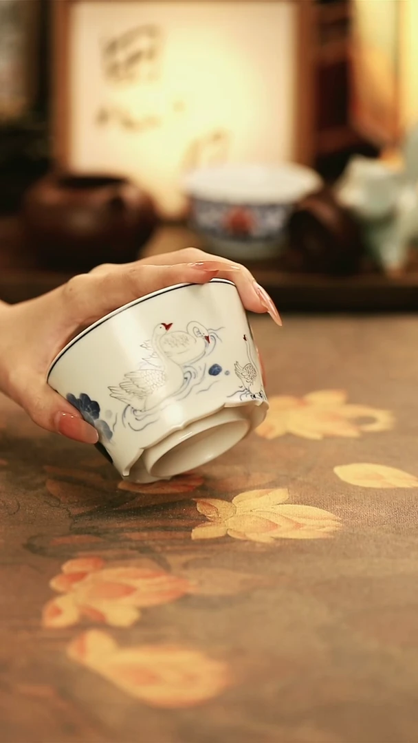 陶瓷枢府釉天鹅咖啡杯