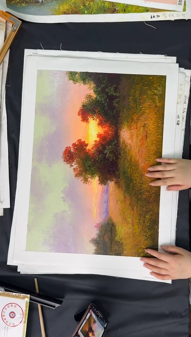 油画【原创·保真·带证书】朝鲜画家纯手绘油画--顺丰包邮--