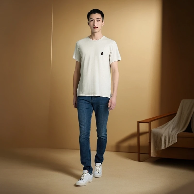 99新 BURBERRY/博柏利 11820494  刺绣logo圆领短袖T恤 白色 M码
