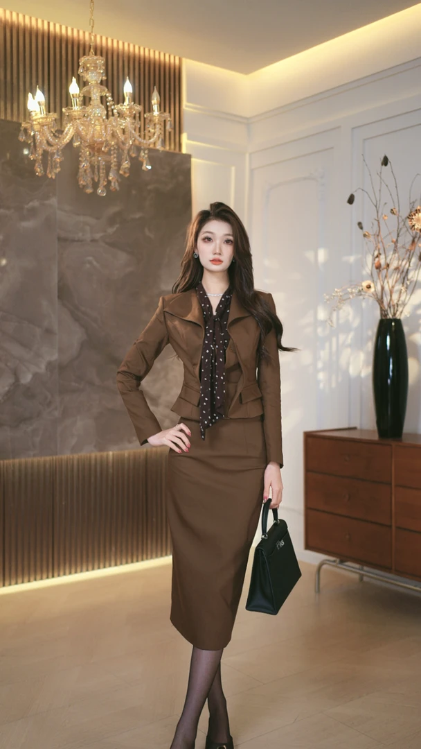 罗曼定制  原创设计显瘦女装气质半裙裙子西装秋冬时尚时尚套装