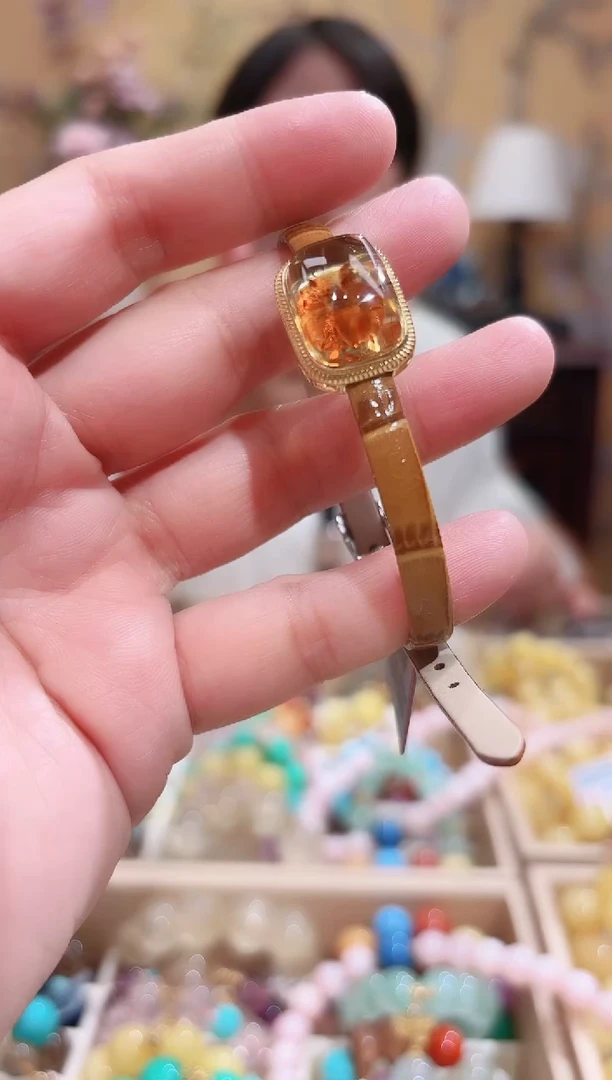 手链琥珀银S925镶嵌设计款花珀