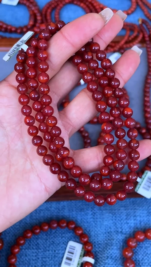 未镶嵌手串南红玛瑙N70凉山瓦西料满牛血红多圈