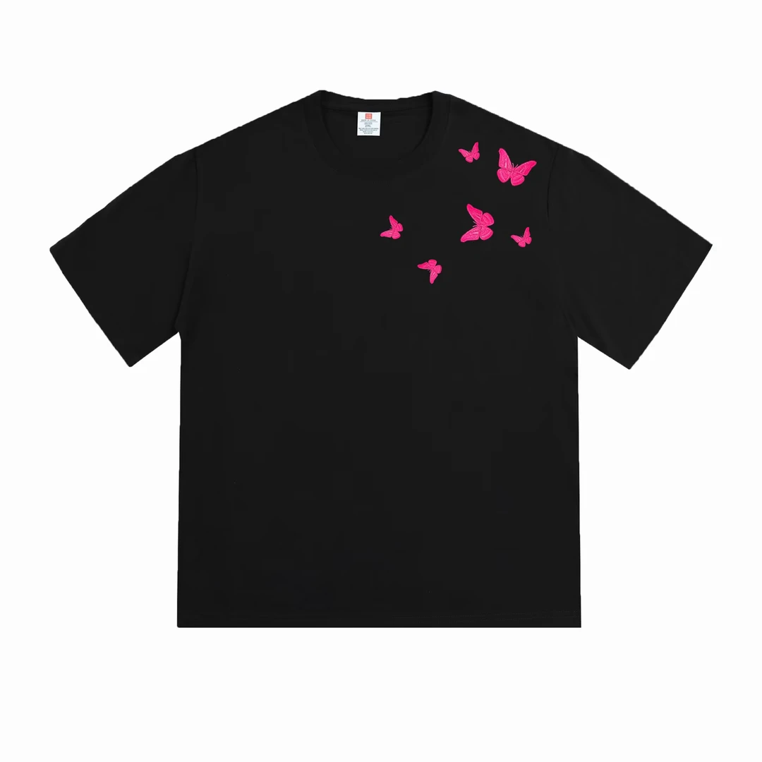 夏季纯棉t恤男女时尚美式休闲个性短袖千禧风情侣印花蝴蝶半袖