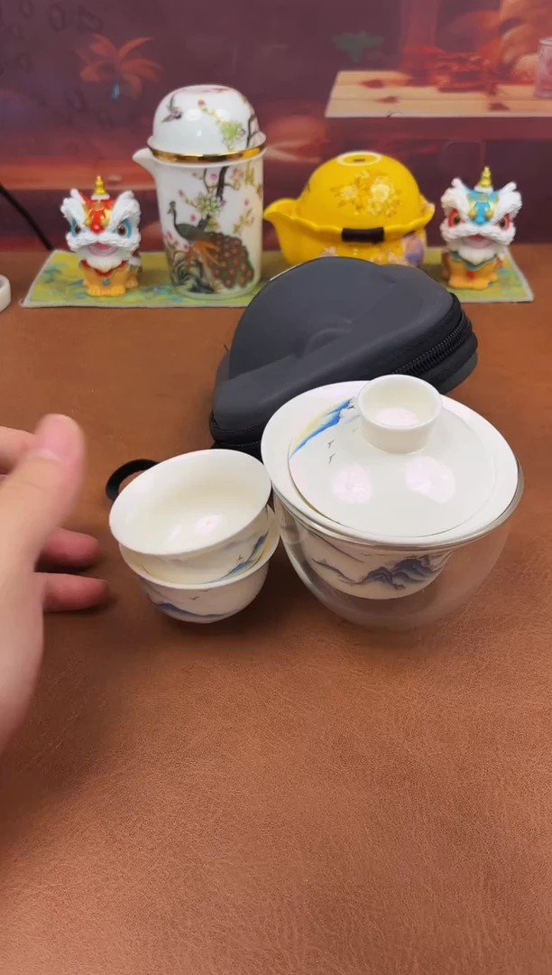 陶瓷茶具摆件旅行套组